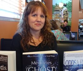 Annie Sturdivant with three of my books Annie Sturdivant with three of my books