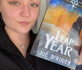 Katie Walker with her copy of Leap Year