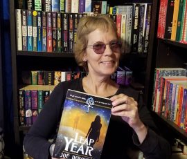 Amanda West with her copy of Leap Year.
