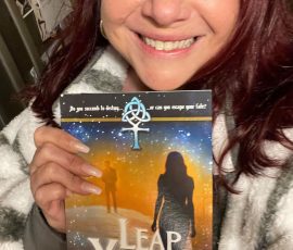 Ashley Pierson with her copy of Leap Year