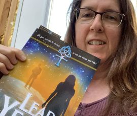 Celia Burkheimer with her new copy of Leap Year