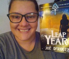 Lacey Burdge with her copy of Leap Year.